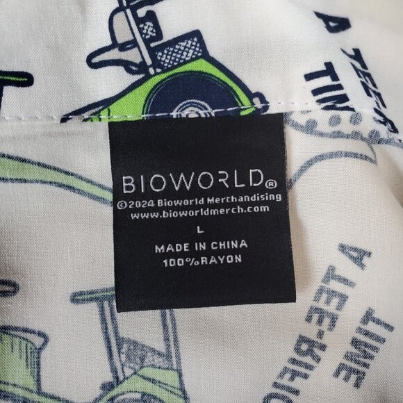 NWT Bioworld Mens Size L White Golf Button Down Hawaiian Shirt A Tee-Rific Time - Picture 12 of 12